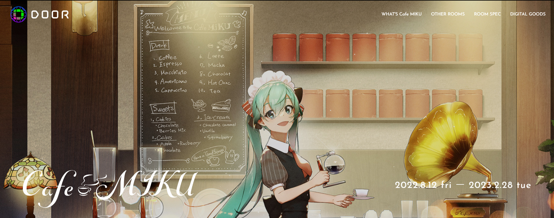 初音ミクが店主のカフェが『DOOR』に登場。『Cafe MIKU』でホッと一息